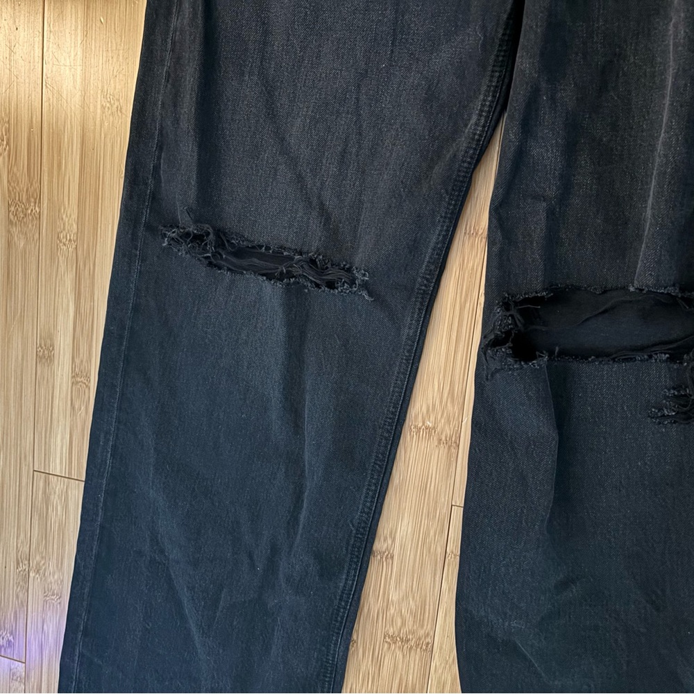 American Eagle Outfitters Black Ripped Straight Leg Jeans
